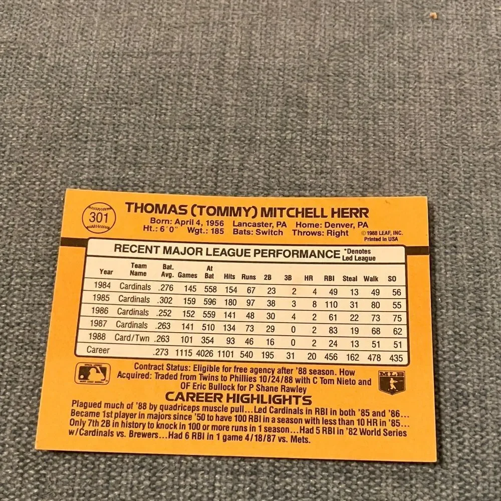1989 Donruss Minnesota Twins Baseball Card Trading Card
